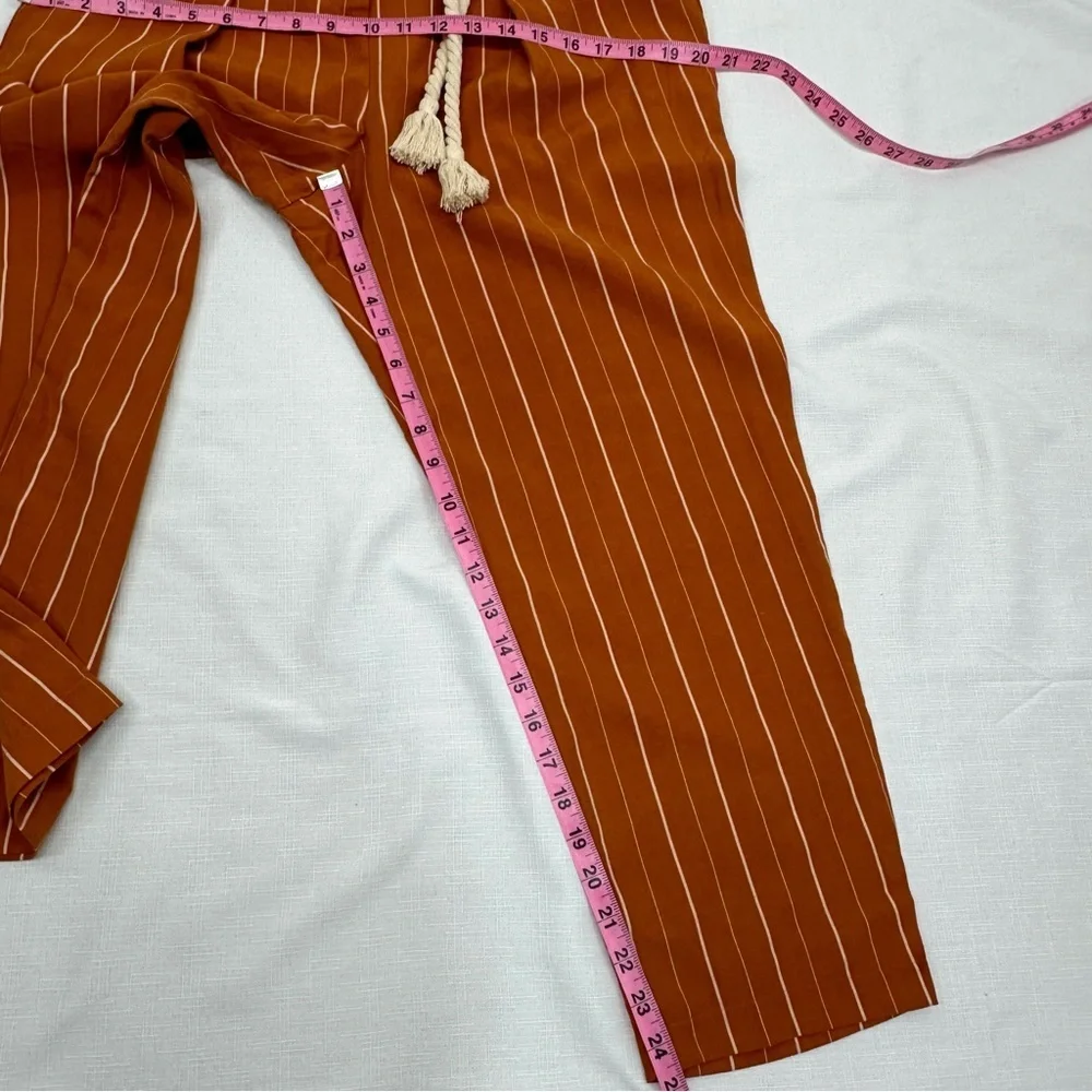 ASTR The Label size Medium Neo Rust High Waist Pleated Pinstripe Crop Pants